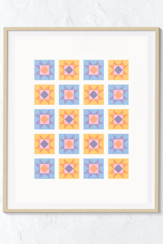 Quilt Blocks Risograph Art Print