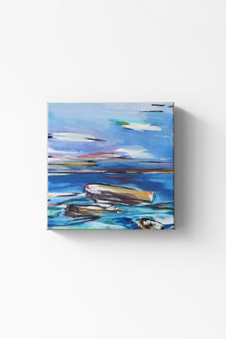 Abstract painting on a white wall