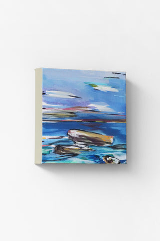 Original painting of a blue ocean scene on a white background