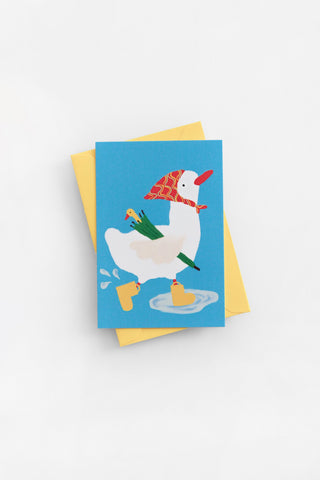 Rainy Duck Mini Greeting Card