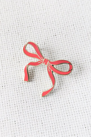 Red Bow Enamel Pin