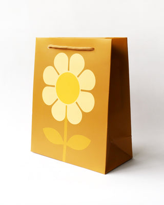Retro Flower Gift Bag, Yellow MED