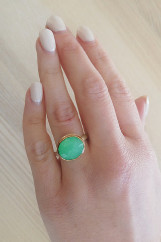 Small Oval Rose Cut Chrysoprase Ring