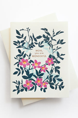 Roses "Mom, You Are Wonderful" Greeting Card