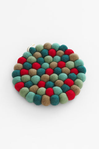 Round Art Deco Wool Trivet