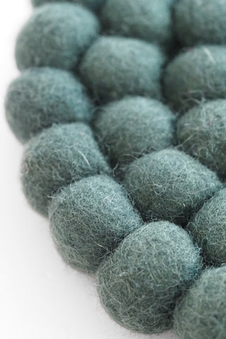 Round Moss Green Wool Trivet