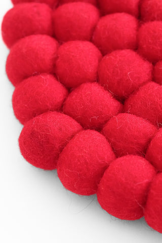 Round Red Wool Trivet