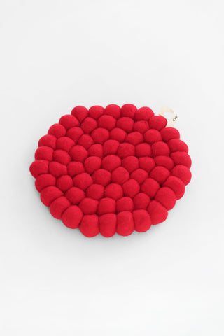 Round Red Wool Trivet