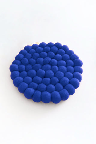 Round Wool Trivet Electric Blue