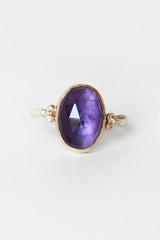 Royal Amethyst + Diamond Cluster Ring