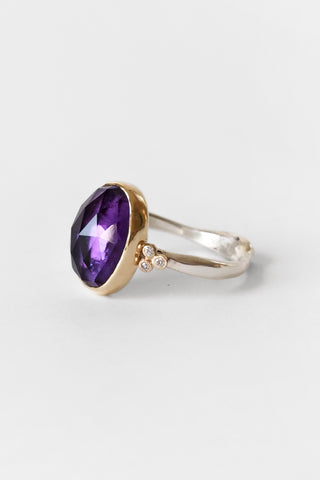 Royal Amethyst + Diamond Cluster Ring