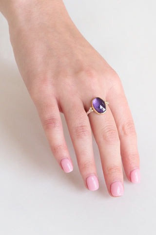 Royal Amethyst + Diamond Cluster Ring