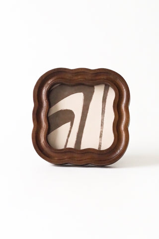 Rubberwood Walnut Scalloped Photo Frame