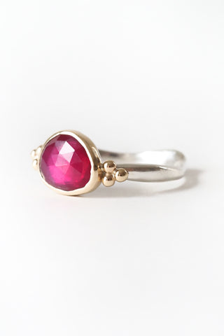 Ruby Ring+Gold Bead Ring