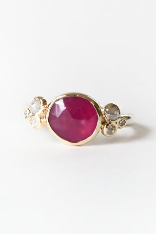 Ruby Ring w/ Salt & Pepper Diamonds
