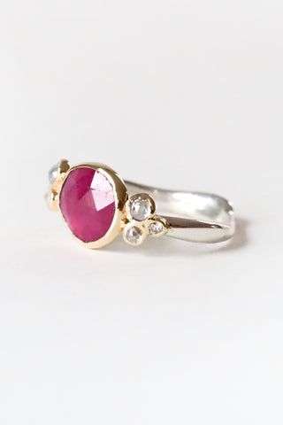 Ruby Ring w/ Salt & Pepper Diamonds