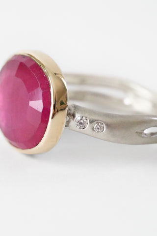 Ruby Sea Kelp + Diamond Ring