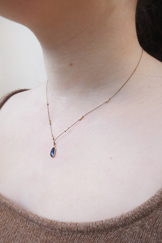 18k Sapphire + 23k Vertical Bead Necklace