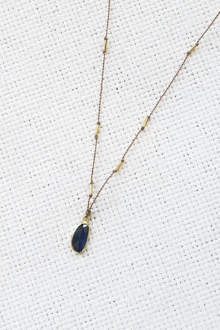 18k Sapphire + 23k Vertical Bead Necklace