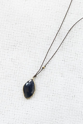 Sapphire +14k Gold Bead Necklace (opaque)