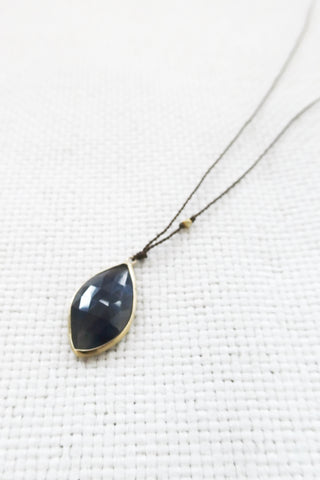 Sapphire +14k Gold Bead Necklace (opaque)
