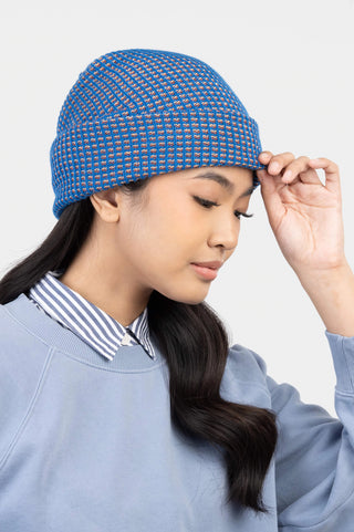 Simple Cobalt Grid Beanie
