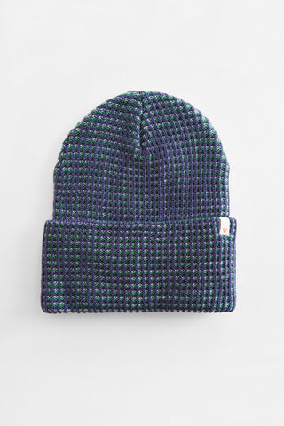 Simple Indigo Grid Beanie