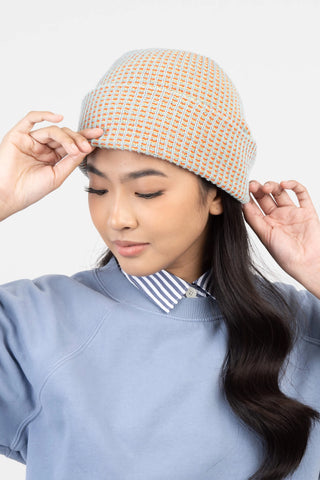 Simple Stone Blue Grid Beanie