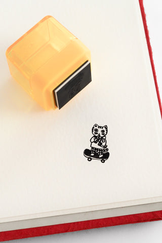 Skateboarding Cat Cube Stamp