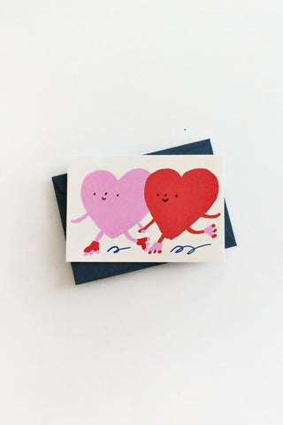 Skating Heart Pals Mini Greeting Card