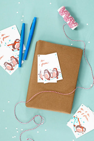 Skating Hedgehogs Gift Tag Set