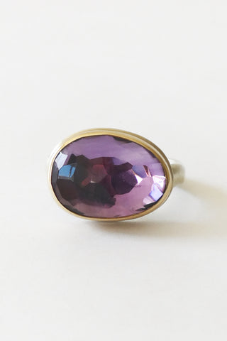 Small Asymmetrical Faceted Amethyst Ring