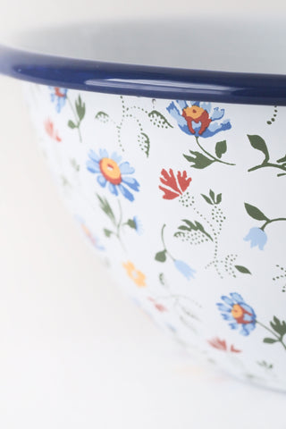 Flowers Small Enamel Serving Bowl