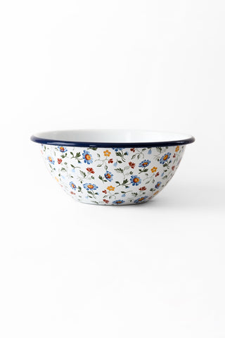 Flowers Small Enamel Serving Bowl