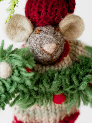 Small Grey Mouse + Garland Felt Ornament