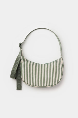 Small Nylon Crescent Bag Sage Stripe