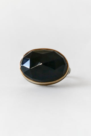 Small Oval Rose Cut Black Onyx Ring