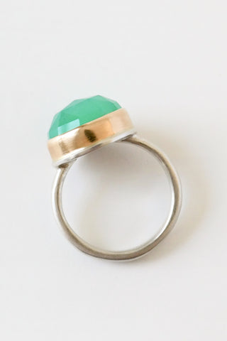 Small Oval Rose Cut Chrysoprase Ring