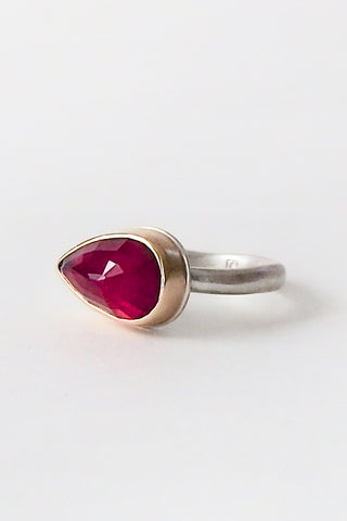 Small Teardrop Inverted African Ruby Ring