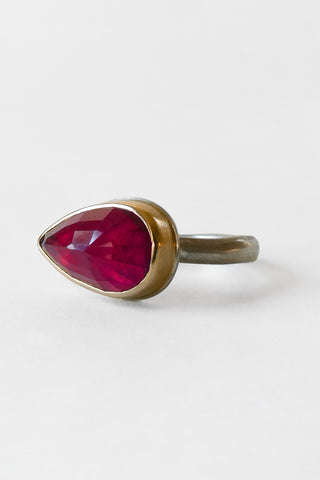 Small Teardrop Inverted African Ruby Ring