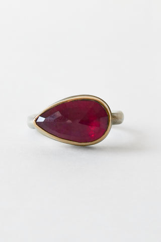 Small Teardrop Inverted African Ruby Ring