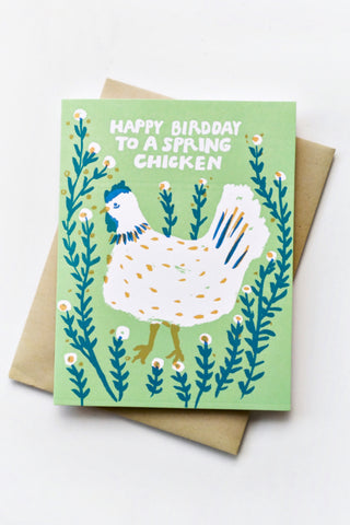 Spring Chicken Birthday Greeting Card