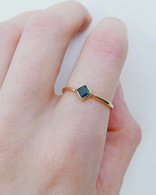 Square Bezel Sapphire Ring