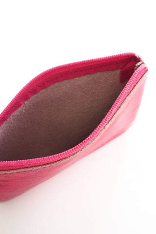 Standard Leather Zip Pouch Hologram Fuchsia