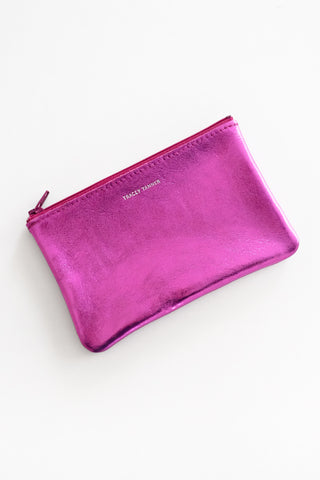 Standard Leather Zip Pouch Matte Foil Orchid
