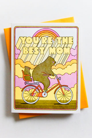 Best Mom Biking Bears Greeting Card