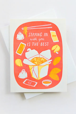 Staying in Takeout Greeting Card