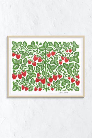 Garden Series: Strawberries Risograph Art Print