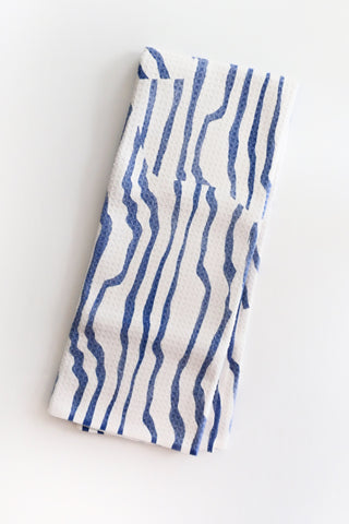 Stripe Funk Blue Waffle Tea Towel