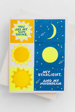 Sunshine, Starlight, Moonbeam Risograph Greeting Card